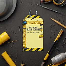 Etiqueta Para Presente Em Construção, Chá de fraldas de gruas torres