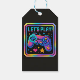 Etiqueta Para Presente Emblema de Jogador de Pixel Art NÍVEL SUPERIOR