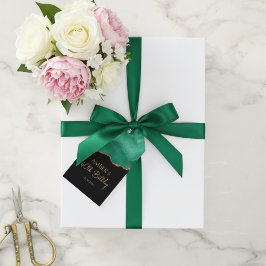 Etiqueta Para Presente Emerald Green Gold Glitter Watercolor Marble