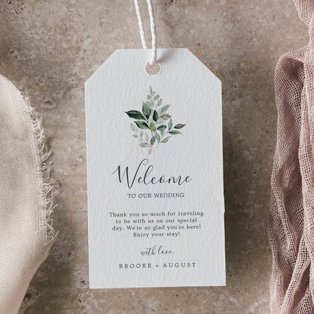 Etiqueta Para Presente Emerald Greenery Wedding Welcome (Criador carregado)