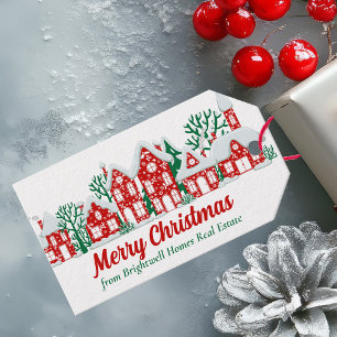 Etiqueta Para Presente Empresa de Imóveis Personalizada Feliz Natal Verme