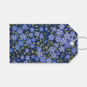 Etiqueta Para Presente Encantadoras Flores de Vinca Dispersas Azul Profun