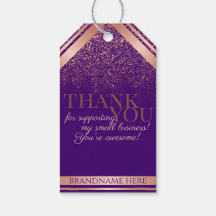 Etiqueta Para Presente Encapsulamento Na moda Roxo e Rosa Dourado Obrigad
