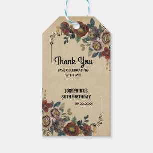 Etiqueta Para Presente Enfeite Antigo Floral Aniversário Obrigado