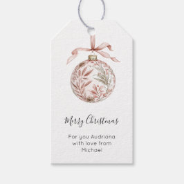 Etiqueta Para Presente Enfeite de Natal com Laço Rosa Bonito e Elegante