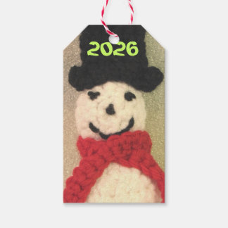 Etiqueta Para Presente Enfeite de Natal de Homem de Neve Tricotado