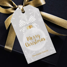 Etiqueta Para Presente Enfeite de Natal Flocos de Neve Elegantes