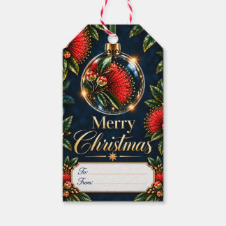 Etiqueta Para Presente Enfeite de Natal Pōhutukawa com Mensagem