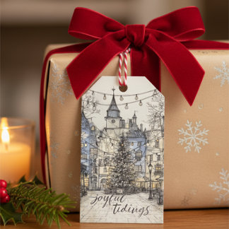 Etiqueta Para Presente Enfeite de Presente de Aldeia de Natal Vintage Coz