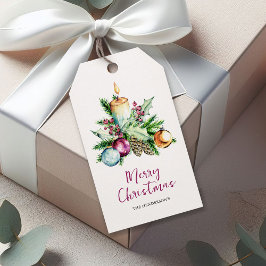 Etiqueta Para Presente Enfeite Festivo de Natal em Aquarela Feliz Natal