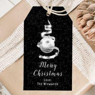 Etiqueta Para Presente Enfeite Prata e Preto Feliz Natal