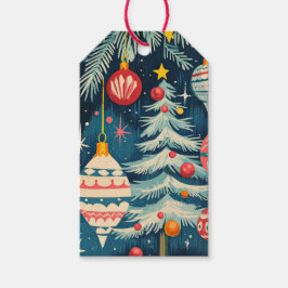 Etiqueta Para Presente Enfeites de Árvores de Natal Retrô