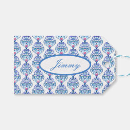 Etiqueta Para Presente Enfeites de natal de nome personalizados em azul