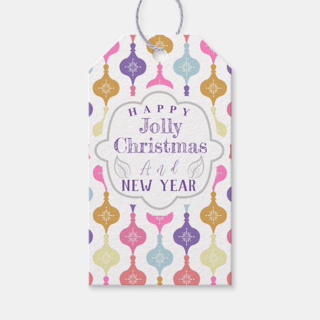 Etiqueta Para Presente Enfeites de natal moderno (Frente)