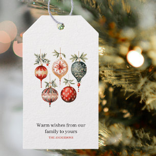 Etiqueta Para Presente Enfeites de natal Vintage Watercolor