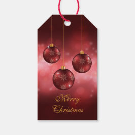 Etiqueta Para Presente Enfeites Festivos de Natal Vermelhos em Bokeh Verm