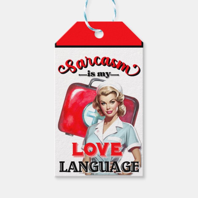 Etiqueta Para Presente Enfermeira Cuja Linguagem Pinup_ Love (Frente)