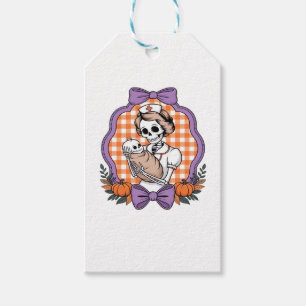 Etiqueta Para Presente Enfermeira Esqueleto Vintage e Bebê � Roupa de Hal