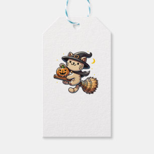 Etiqueta Para Presente Engraçado Bruxa do Halloween Figurume Broom Stick