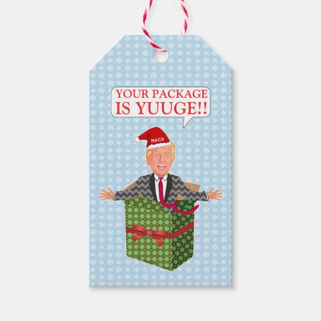 Etiqueta Para Presente Engraçado Donald Trump Christmas Yuuge Package Hum (Frente)