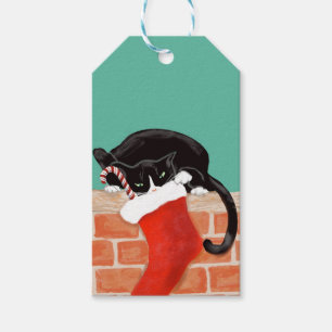 Etiqueta Para Presente Engraçado Gatinho e Natal