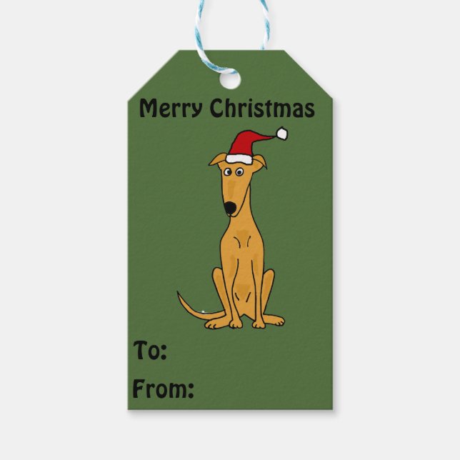 Etiqueta Para Presente Engraçado Greyhound Dog Dags de Natal (Frente)