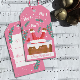 Etiqueta Para Presente Engraçado Papai Noel Rosa Pink Dags de Natal