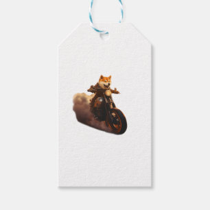 Etiqueta Para Presente Engraçado, Shiba Inu, Motocicleta, Cachorro, Fanto