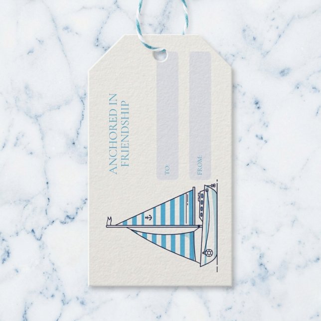 Etiqueta Para Presente Enraizado na Amizade (Celebrate friends with nautical style.)