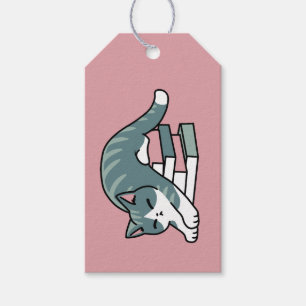 Etiqueta Para Presente Enrolados com um Livro e um Gato - Leitura de Gato