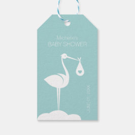 Etiqueta Para Presente Entrega de Stork de chá de fraldas (Garoto)