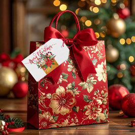Etiqueta Para Presente Envelope floral de Natal alegre