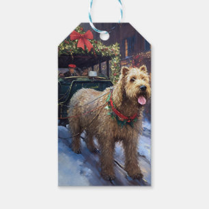 Etiqueta Para Presente Época Festiva de Natal do Wheaten Terrier