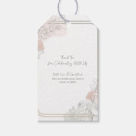Etiqueta Para Presente Esboço Botânico de Sage e Blush Floral Casamento