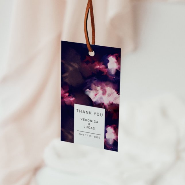 Etiqueta Para Presente Escova Artística da Borgonha Elegante Obrigado (Criador carregado)