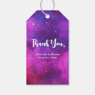 Etiqueta Para Presente Espaço Rosa e Roxo e Estrelas Agradecimento de Gal