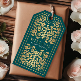 Etiqueta Para Presente Espada Dourada Real Medieval Teal Casamento Bem-vi
