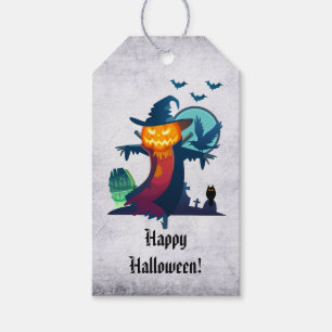 Etiqueta Para Presente Espantalho De Halloween Com Coruja E Coruja De Mor