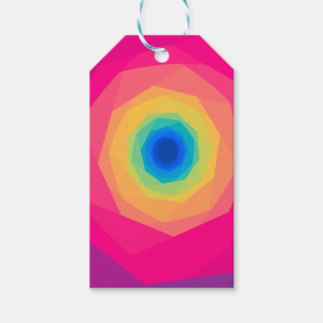 Etiqueta Para Presente Espiral Rosa e Amarela (Frente)
