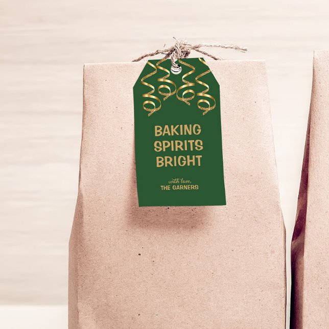 Etiqueta Para Presente Espíritos Dourados de Baking Verdes no Natal (Criador carregado)