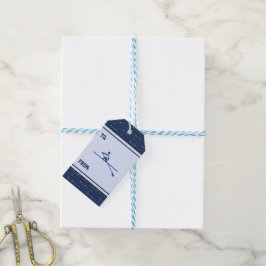 Etiqueta Para Presente Esportes em remo com padrão azul personalizado