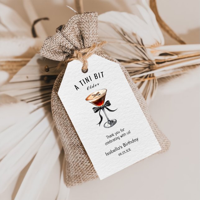 Etiqueta Para Presente Espresso Martini Tini Bit Older Birthday Thanks (Criador carregado)
