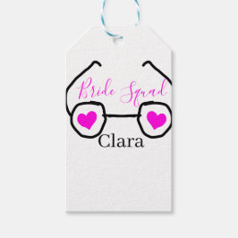 Etiqueta Para Presente Esquadra de noiva rosa preto óculos de coração dam