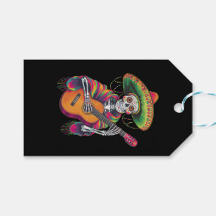 Etiqueta Para Presente Esqueleto De Cinco De Mayo Guitarra De Festa Crâni
