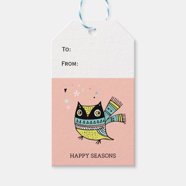 Etiqueta Para Presente Estação feliz do grande cachecol (Frente)