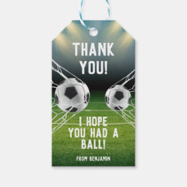 Etiqueta Para Presente Estádio de Futebol Azul Verde Tema de Aniversário