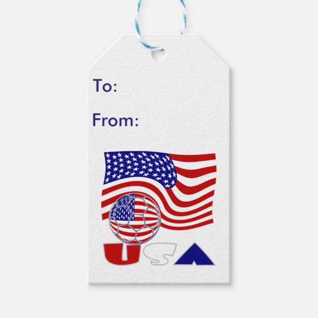 Etiqueta Para Presente Estados Unidos Bandeira EUA Soccer Ball (Frente)