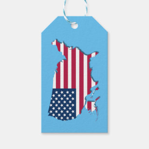 Etiqueta Para Presente Estados Unidos Mapa e Bandeira Branco Vermelho e A