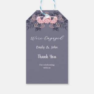 Etiqueta Para Presente estamos engajados rosa floral com foto