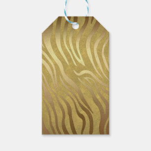 Etiqueta Para Presente Estampa de Zebra em Bronze Dourado Glam Safari da 